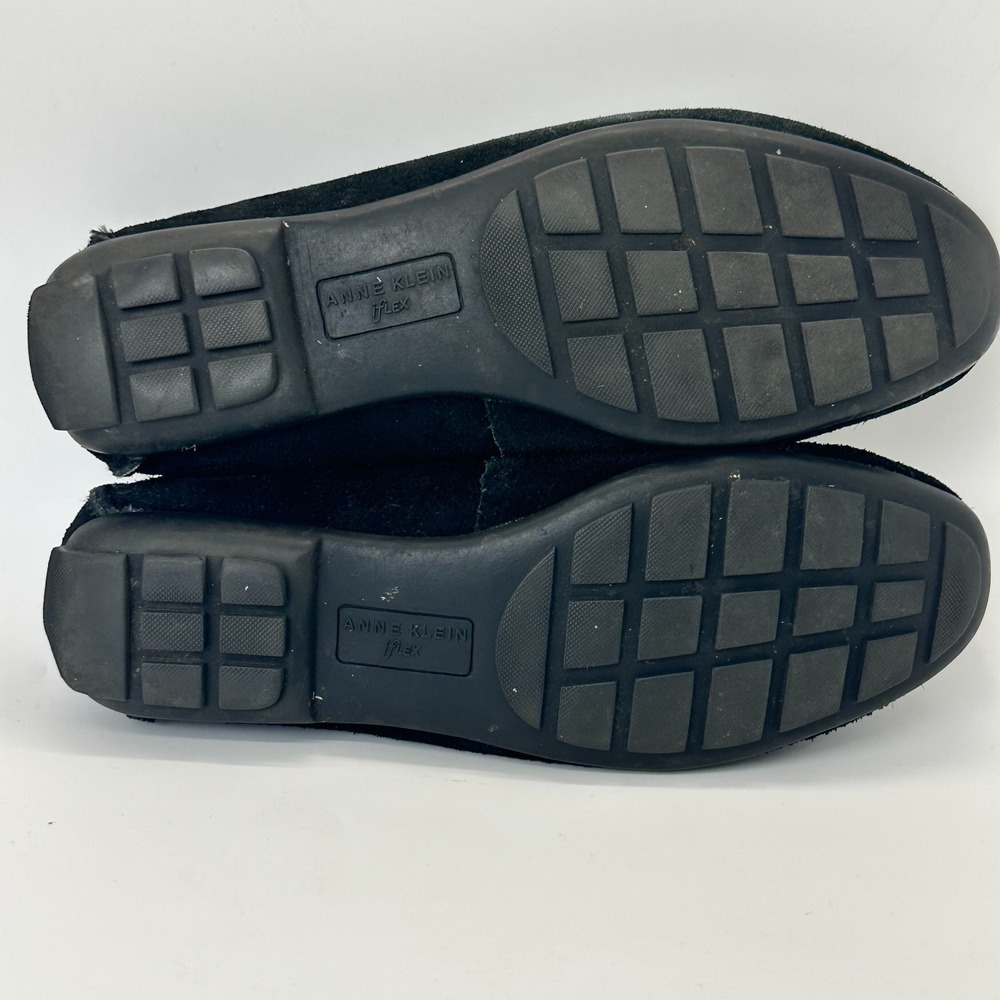 Anne Klein iflex Black Suede Moccasin Loafer Akoates Tassel Flat Shoes Size 6.5M - Picture 12 of 13